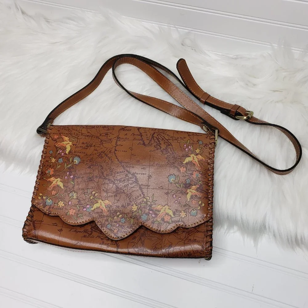 PATRICIA NASH Crossbody Purse 11x8x2" P521330 Floral Map Print Leather NEW! Exc - Picture 14 of 16